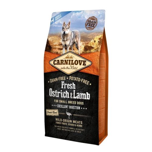 Carnilove Fresh Adult Dog Small Ostrich & Lamb Excellent Digestion- Strucc és Bárány Hússal 6kg