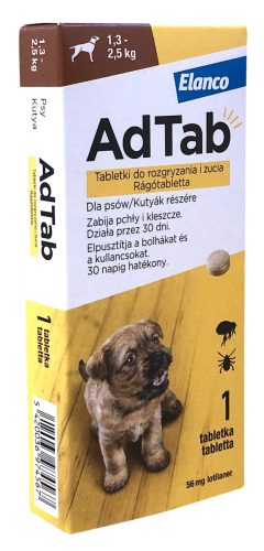 AdTab rágótabletta mini testű kutyáknak (1,3-2,5 kg), 56mg