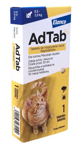 AdTab 12mg rágótabletta macskák részére (0,5-2 kg)