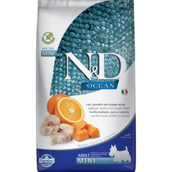   N&D Dog Ocean tőkehal, sütőtök & narancs adult mini 2,5kg