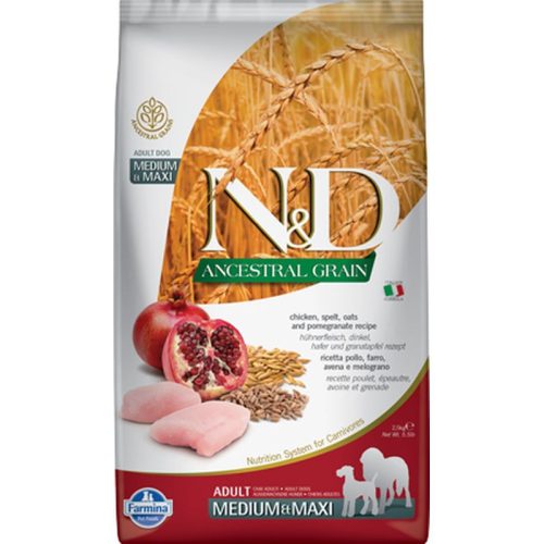 N&D Dog Ancestral Grain csirke, tönköly, zab&gránátalma adult medium&maxi 2,5kg