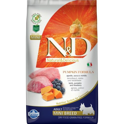 N&D Dog Grain Free bárány&áfonya sütőtökkel adult mini 2,5kg
