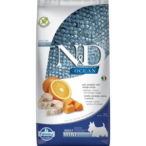 N&D Dog Ocean tőkehal&narancs és sütőtök adult mini 7kg