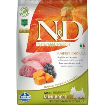   N&D Dog Grain Free vaddisznó & alma sütőtökkel adult mini 7kg