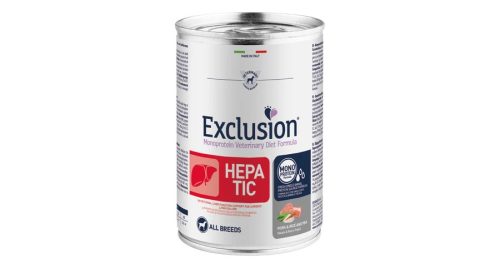 Exclusion Canine Hepatic Pork & Rice & Pea konzerv 400g/ 6db